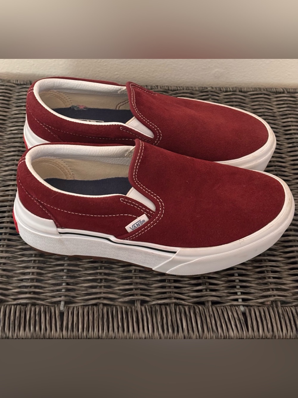 Vans Slip-On Suede Loafers in Burgundy Red women’s size 7.5